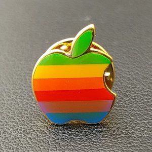 Rare Vintage Enamel Apple Macintosh Computer Rainbow Lapel Pin